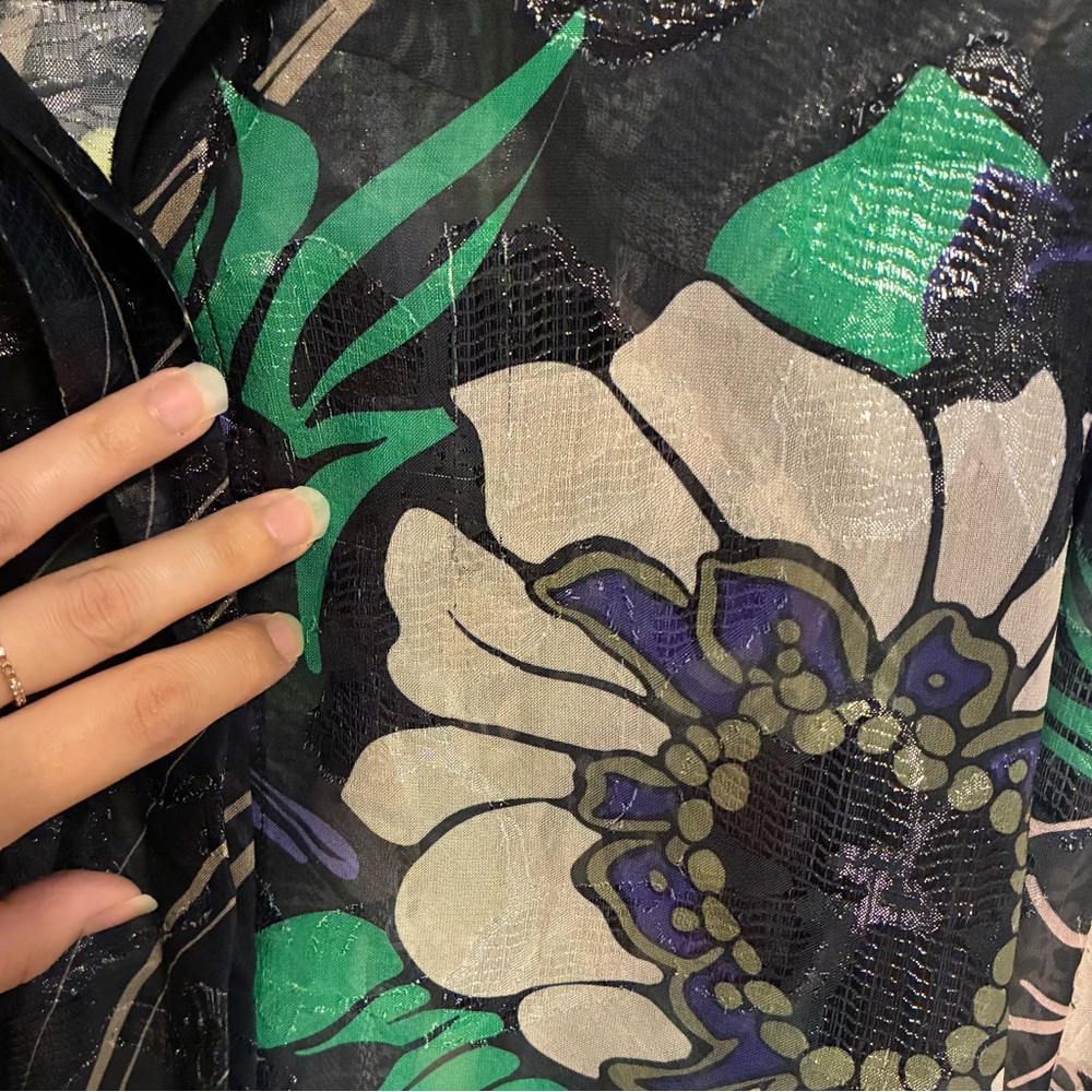 Sabina Musayev Sheer Floral Blouse in Black Multi Size Small - Picture 6 of 10
